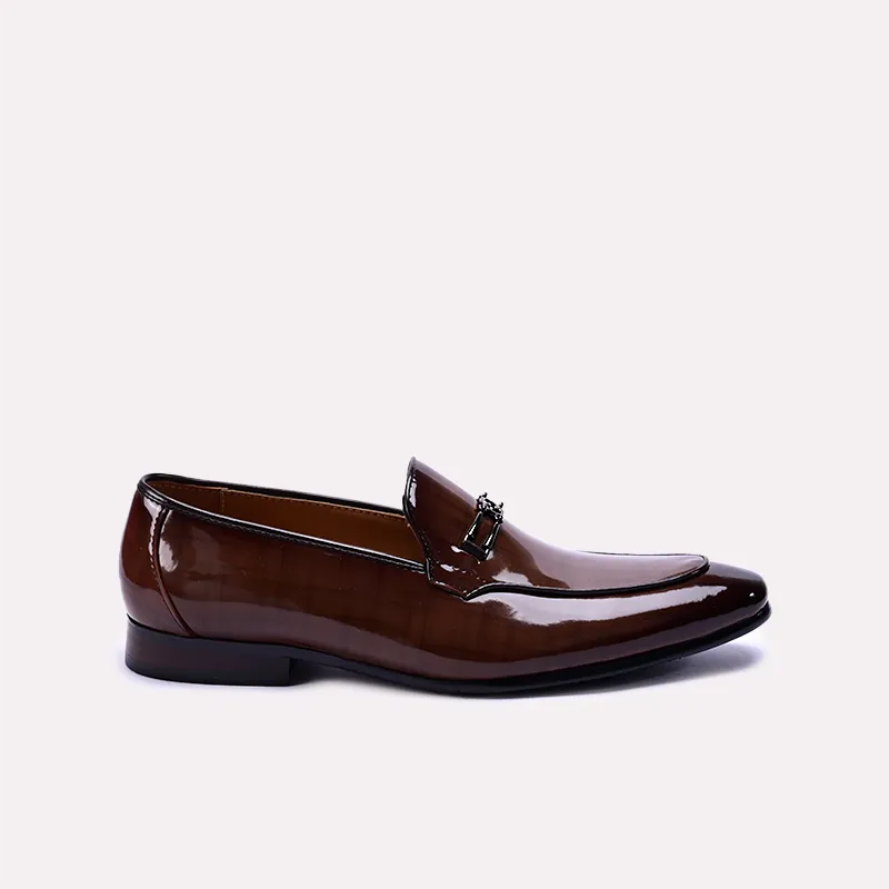 barrett mens brown glossy slip on dress shoes