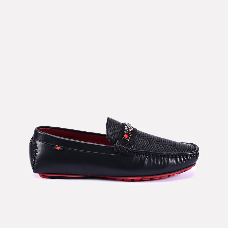 basil men black classic textured loafers