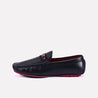 basil black classic textured loafers for men