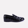 beckford mens woven slip on black formal shoes