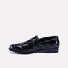 beckford woven slip on black formal shoes for men
