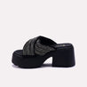 berry black chunky heel slippers for women