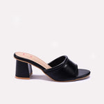 Womens Black Block Heel Casual Slippers