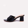 Black Block Heel Casual Slippers for Women