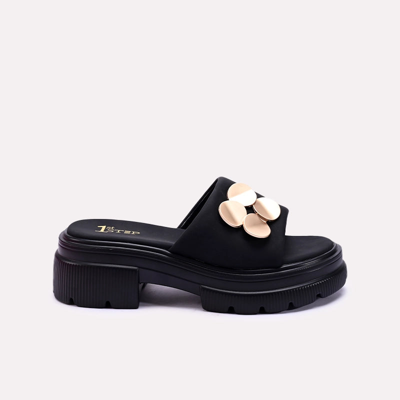 Black Chunky Casual Slippers 0413198