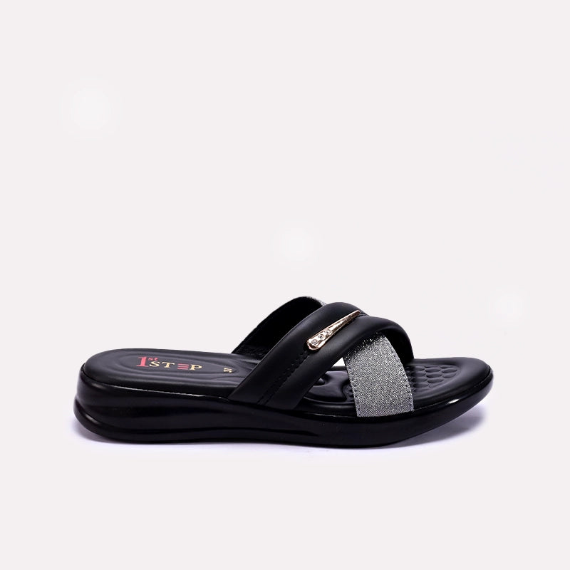 Womens Black Comfy Casual Slippers
