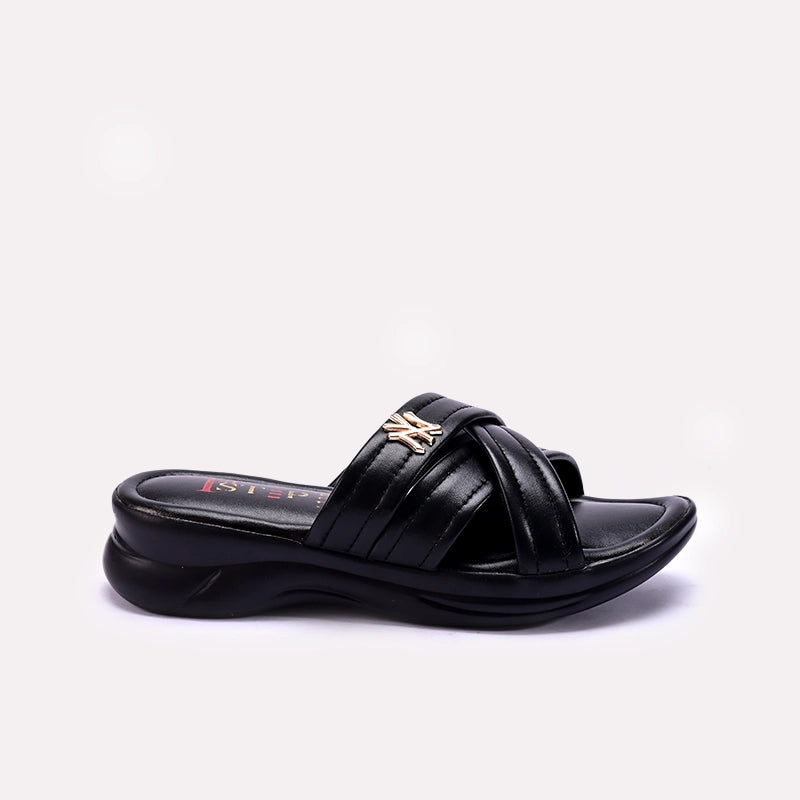Womens Black Comfy Casual Slippers