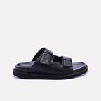 Black Comfy Leather Casual Slippers 0151051