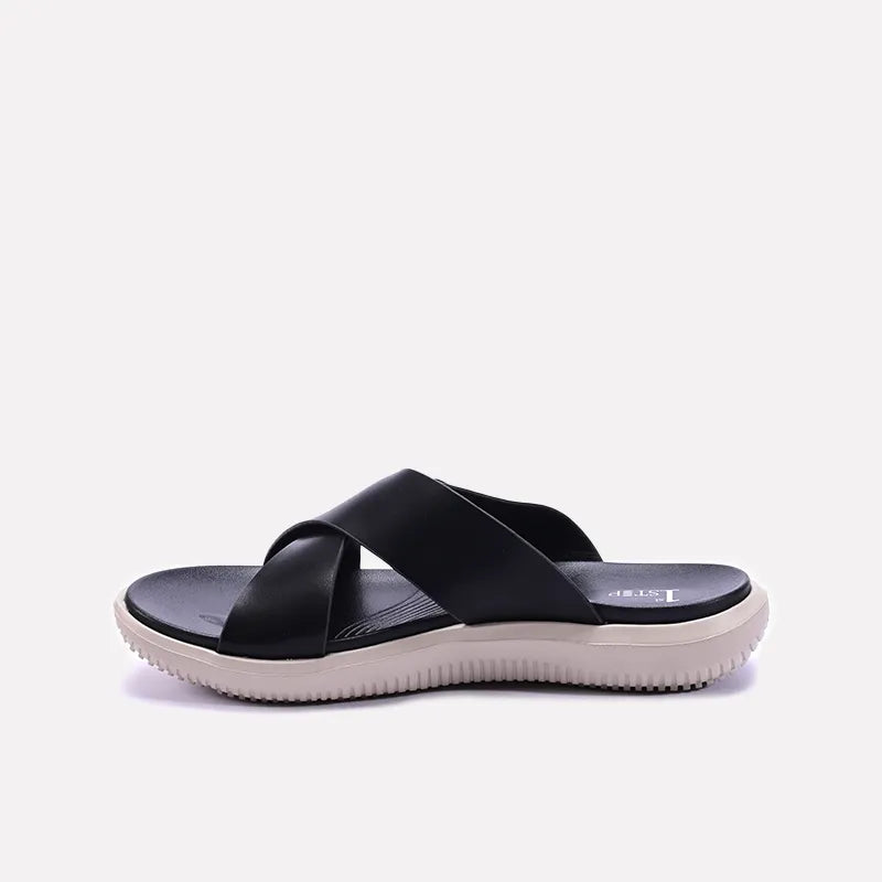 Black Criss Cross Soft Slippers 0151067
