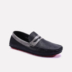 Black Dual Ton Textured Loafers 0130938