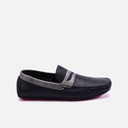 Black Dual Ton Textured Loafers 0130938