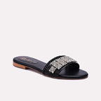 Black Fancy Flat Slippers 0412234