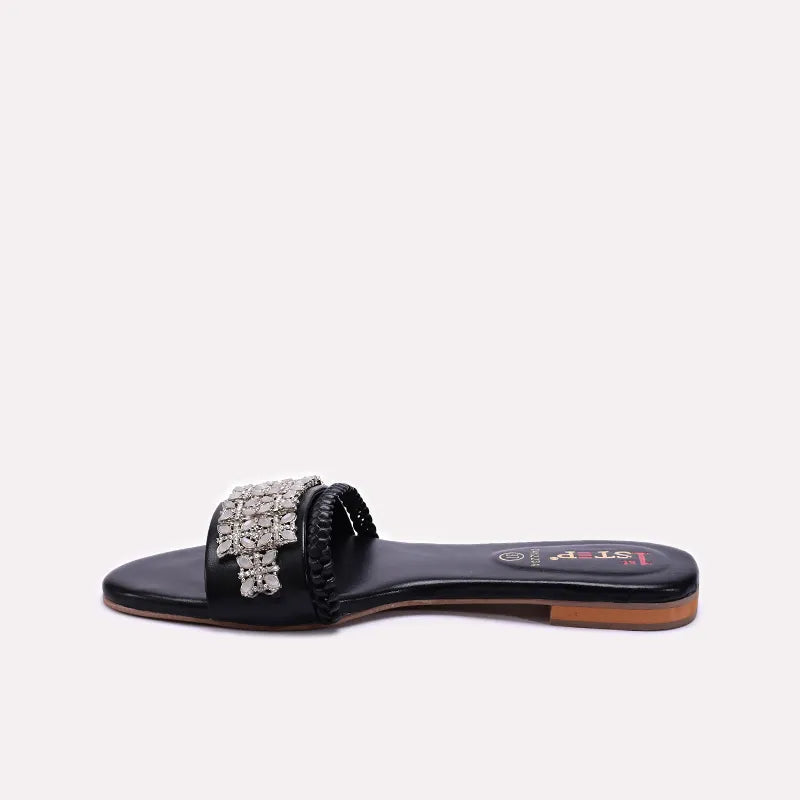 Black Fancy Flat Slippers 0412234