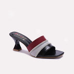 Black Fancy Heel Slippers