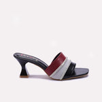 Womens Black Fancy Heel Slippers