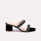 Black Fancy Heel Slippers 0413155