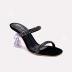Black Fancy Heel Slippers 0413156