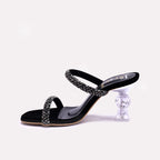 Black Fancy Heel Slippers 0413156