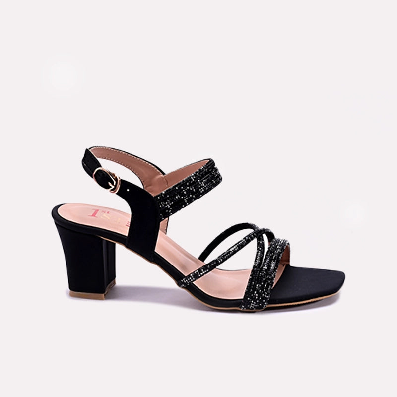 Womens Black Fancy Sandals