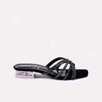 Womens Black Fancy Slippers