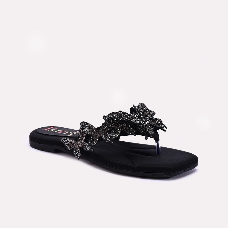 Black Fancy Slippers For Women