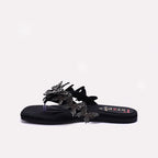 Womens Black Fancy Slippers
