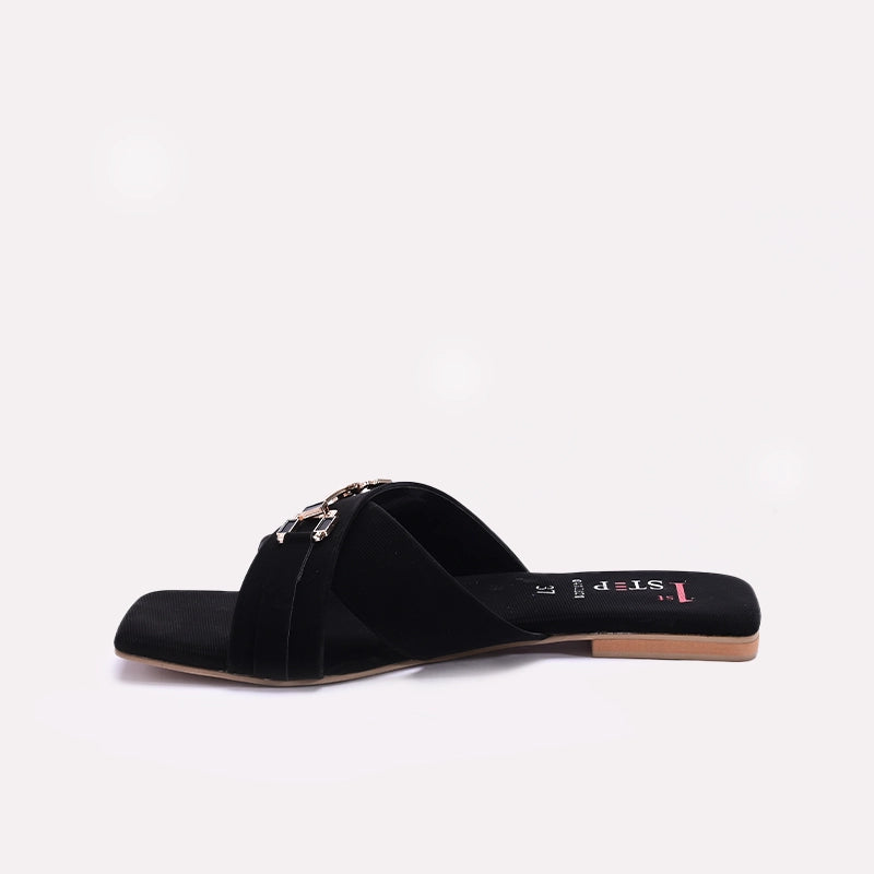 Black Flat Casual Slippers for Women