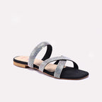 Black Flat Fancy Slippers