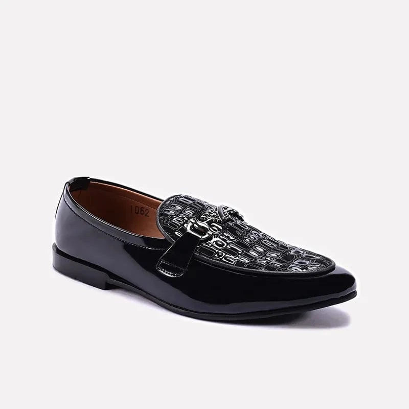 black formal glossy shoes for men