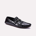 Black Glossy Pleaded Loafers