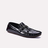 Black Glossy Pleaded Loafers