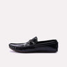 Black Glossy Pleaded Loafers for Men