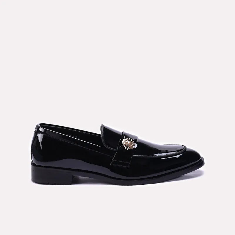 Mens Black Glossy Slip On Formal Shoes