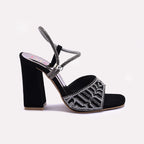 Womens Black High Heel Fancy Sandals