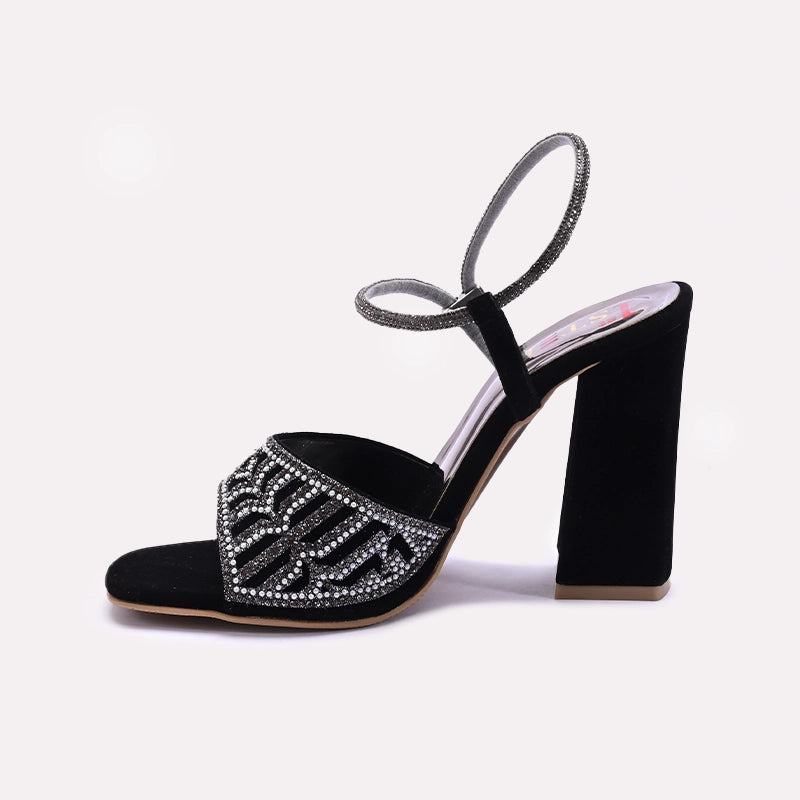 Black High Heel Fancy Sandals for Women