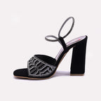 Black High Heel Fancy Sandals for Women