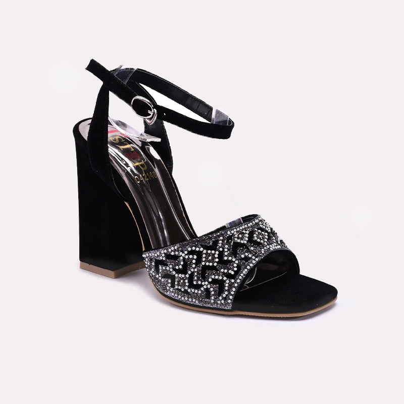 Black High Heel Fancy Sandals 0421480