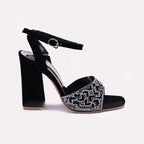 Black High Heel Fancy Sandals 0421480