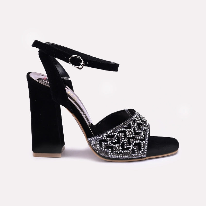 Black High Heel Fancy Sandals 0421480