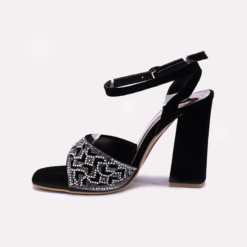 Black High Heel Fancy Sandals 0421480