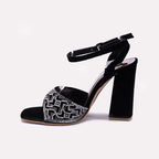 Black High Heel Fancy Sandals 0421480