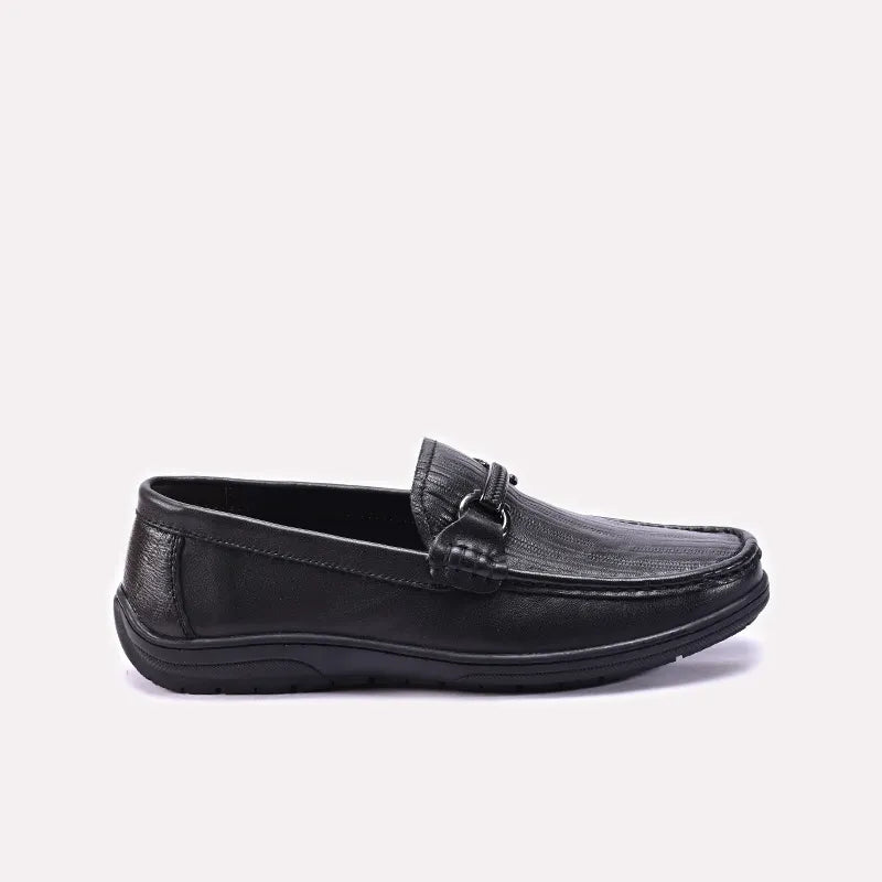 Mens Black Horsebit Comfy Loafers