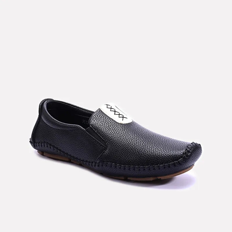 Black Leather Loafers Men 0130956