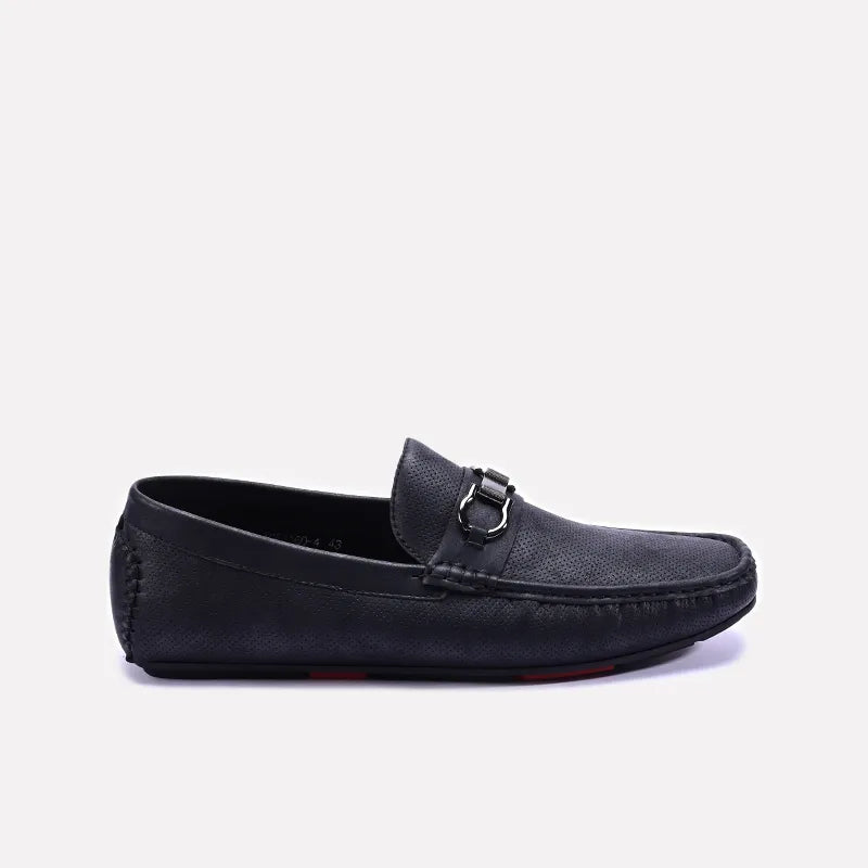 Black Perforated Horsebit Loafers 0130947