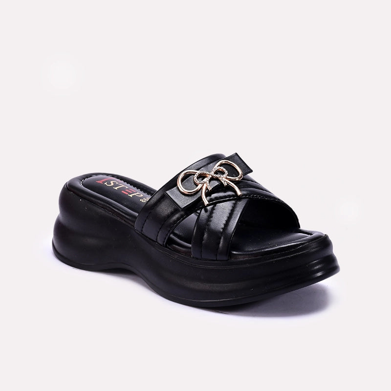 Black Platform Slippers
