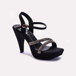 Black Pointed Heel Fancy Sandals