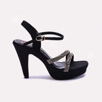 Womens Black Pointed Heel Fancy Sandals