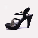Black Pointed Heel Fancy Sandals for Women