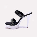 Black Pointed Heel Fancy Sandals for Women