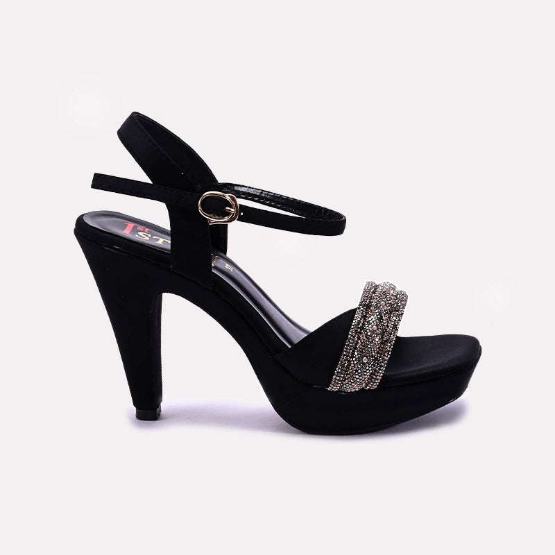 Black Pointed Heel Sandals 0421452
